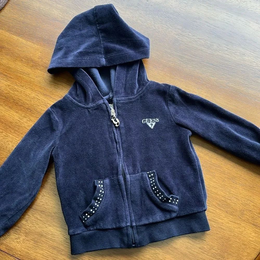 GUESS KIDS NAVY GIRLS SIZE 2T ZIP UP SWEATSHIRT